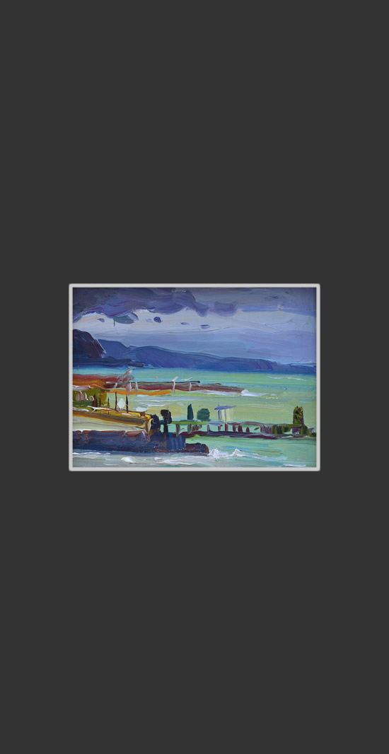 Black Sea, Khosta13 x 17 cm, Oil on Treated Cardboard, Palette Knife, 1978