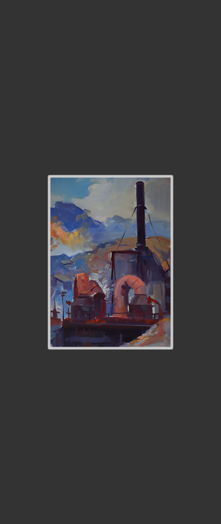 Alaverdi Copper-Molybdenum Factory35 x 25 cm, Oil on Treated Cardboard, 1961