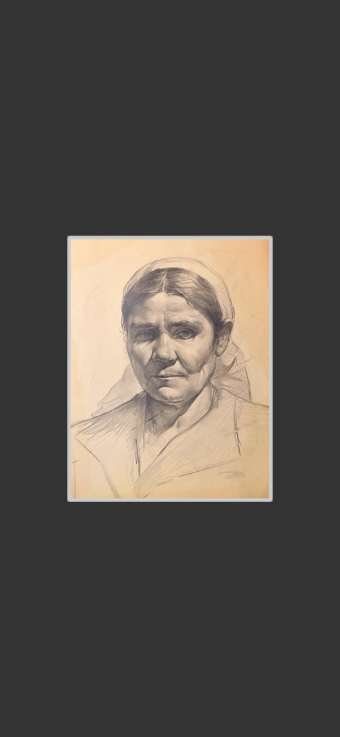 Portrait of a woman38 x 28 cm, Paper, Pencil, 1950-1955