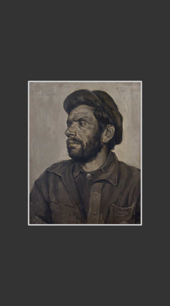 Portrait of a worker50 x 40 cm, Oil on Canvas, Grisaille, 1951