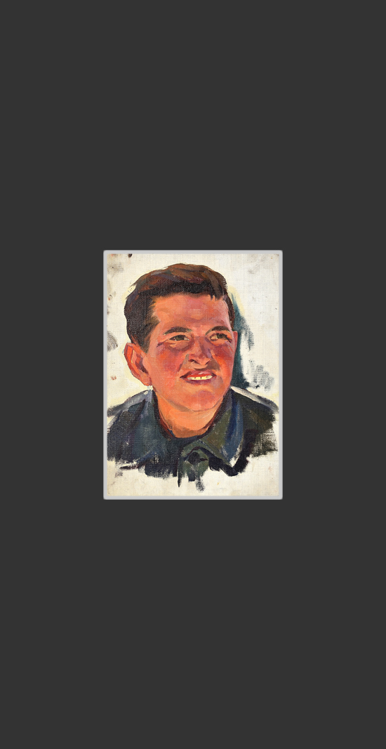 Incomplete portrait of a young man at Sevan35 x 25 cm, Oil on Canvas, 1960