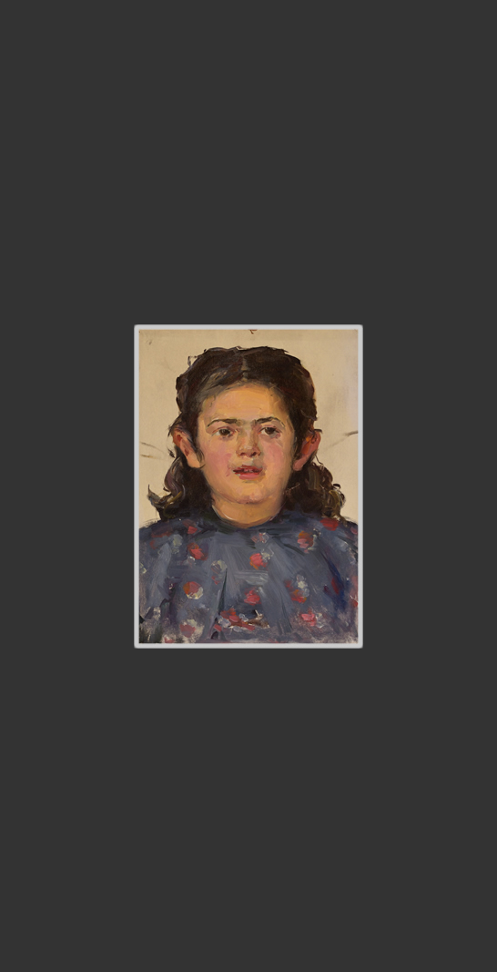 Incomplete portrait of middle daughter35 х 25 cm, Oil on Treated Cardboard, Around 1955