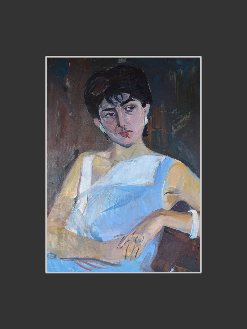 Incomplete portrait of Gayane (the last work on the easel)70 x 50 cm, Oil on Canvas, 1985