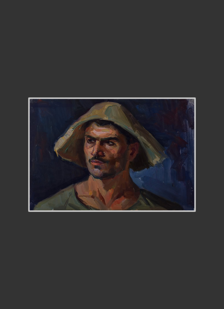 Portrait of a worker of Alaverdi Factory39 x 49 cm, Oil on Treated Cardboard, 1960