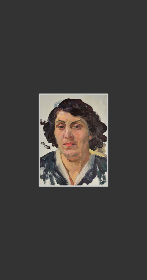 Woman portrait (sketch)35 x 25 cm, Oil on Treated Cardboard, 1960-1965