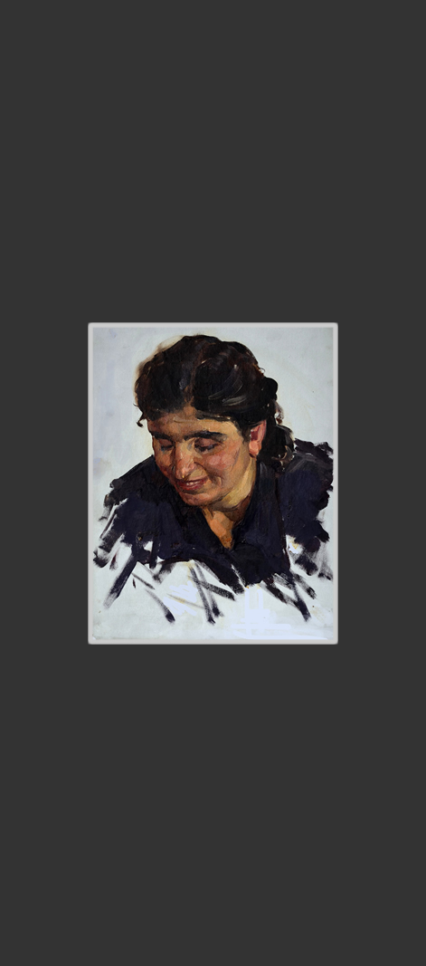 Sketch for the work 'Going for a walk'35 x 25 cm, Oil on Treated Cardboard, 1953