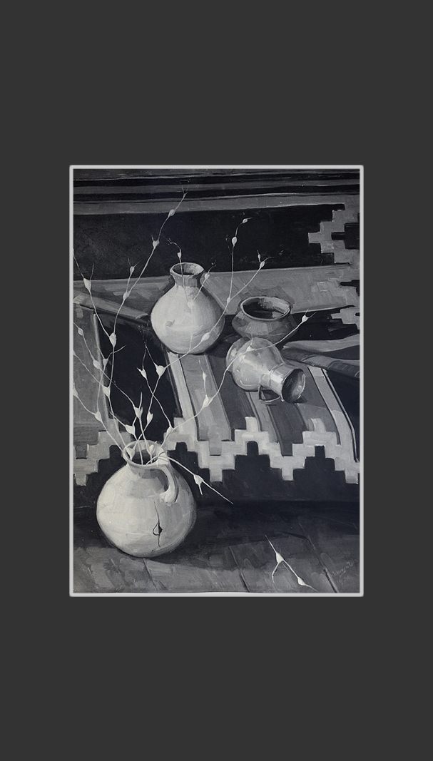 Still life with ancient jugs (from the photo)45 x 60 cm, Oil on Canvas, 1970